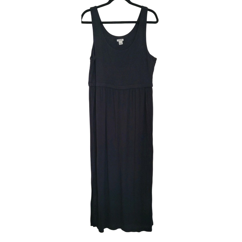 J.Crew L Black Maxi Dress‎ Sleeveless Jersey Scoop Neck Long Casual